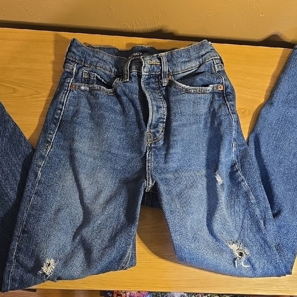 Old Navy Denim - Old Navy Blue Extra High Rise Straight Jeans Classic Denim 0